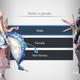 Harvestella characters stand in front of the game's gender selection screen.